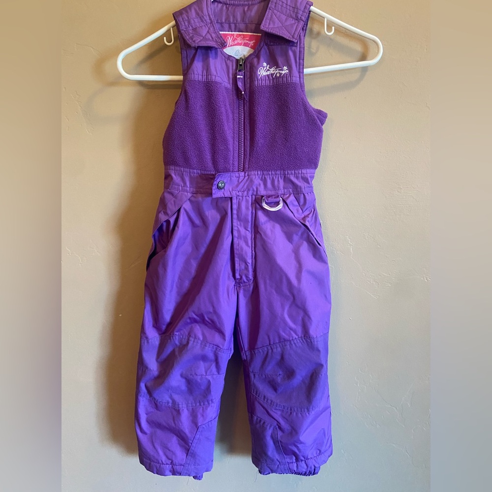 Weatherproof girls snow bibs coveralls purple size 4T